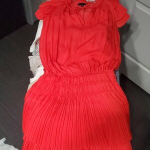 Current Air Coral Pleated Dress